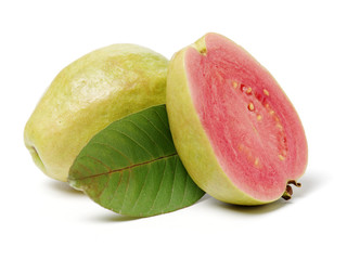 Pink guava isolated on white background