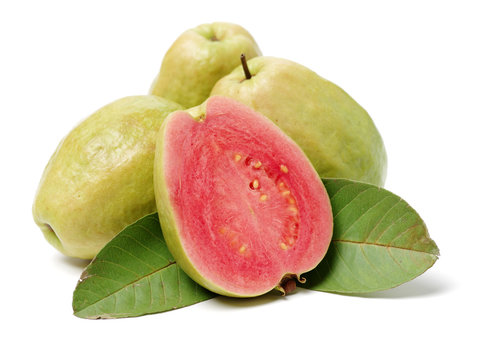 Pink guava isolated on white background