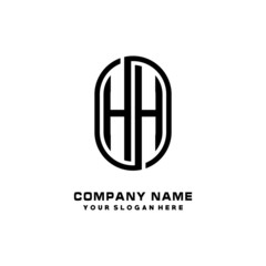 Initial Letter HH Linked Rounded Design Logo, Black color. feminine outline logo design