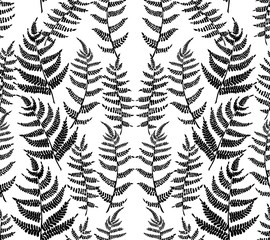 Black and white seamless fern pattern for textiles.
