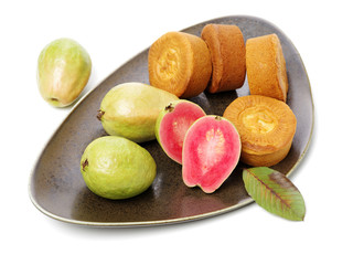 Pink guava isolated on white background