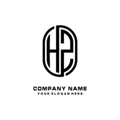 Obraz premium Initial Letter HZ Linked Rounded Design Logo, Black color. feminine outline logo design