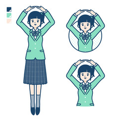 simple school girl Green Blazer_circle with arms