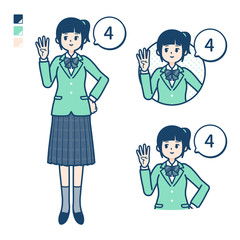 Fototapeta na wymiar simple school girl Green Blazer_Counting as 4