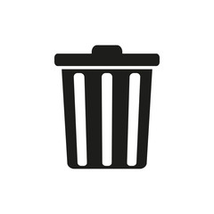 trash can black delete button icon, vector