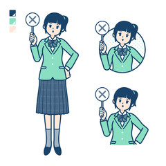simple school girl Green Blazer_cross panel