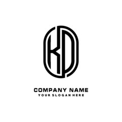 Initial Letter KO Linked Rounded Design Logo, Black color. feminine outline logo design