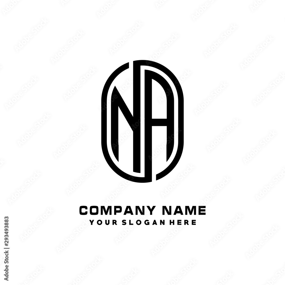 Wall mural initial letter na linked rounded design logo, black color. feminine outline logo design