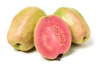 Pink guava isolated on white background