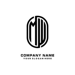 Initial Letter MW Linked Rounded Design Logo, Black color. feminine outline logo design