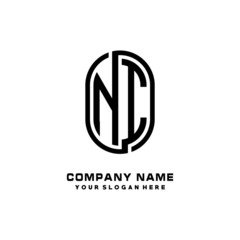 Initial Letter NI Linked Rounded Design Logo, Black color. feminine outline logo design