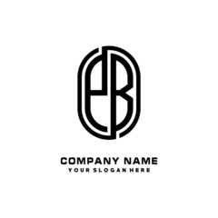 Initial Letter PB Linked Rounded Design Logo, Black color. feminine outline logo design