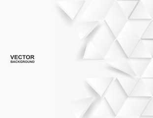 Fototapeta premium Abstract. Flying polygon triangle paper white Background. light and shadow .Vector.