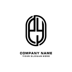 Initial Letter PY Linked Rounded Design Logo, Black color. feminine outline logo design