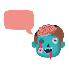 cute little boy head with sombie costume and speech bubble