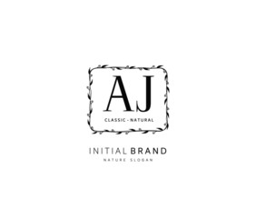  A J AJ Beauty vector initial logo, handwriting logo of initial signature, wedding, fashion, jewerly, boutique, floral and botanical with creative template for any company or business.