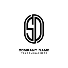 Initial Letter SO Linked Rounded Design Logo, Black color. feminine outline logo design
