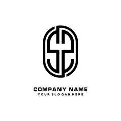 Initial Letter SZ Linked Rounded Design Logo, Black color. feminine outline logo design