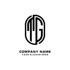 Initial Letter TG Linked Rounded Design Logo, Black color. feminine outline logo design