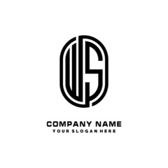 Initial Letter WS Linked Rounded Design Logo, Black color. feminine outline logo design