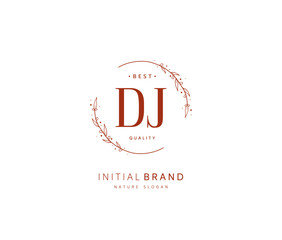 D J DJ Beauty vector initial logo, handwriting logo of initial signature, wedding, fashion, jewerly, boutique, floral and botanical with creative template for any company or business.