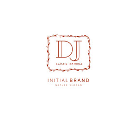 D J DJ Beauty vector initial logo, handwriting logo of initial signature, wedding, fashion, jewerly, boutique, floral and botanical with creative template for any company or business.