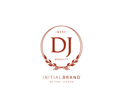 D J DJ Beauty vector initial logo, handwriting logo of initial signature, wedding, fashion, jewerly, boutique, floral and botanical with creative template for any company or business.