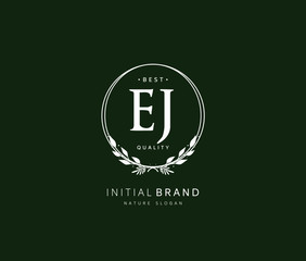 E J EJ Beauty vector initial logo, handwriting logo of initial signature, wedding, fashion, jewerly, boutique, floral and botanical with creative template for any company or business.