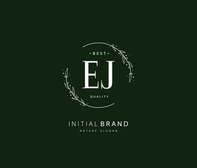 E J EJ Beauty vector initial logo, handwriting logo of initial signature, wedding, fashion, jewerly, boutique, floral and botanical with creative template for any company or business.