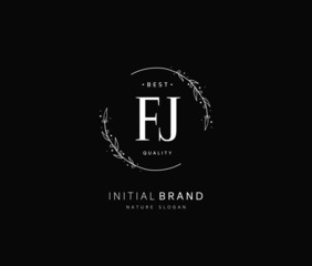 F J FJ Beauty vector initial logo, handwriting logo of initial signature, wedding, fashion, jewerly, boutique, floral and botanical with creative template for any company or business.
