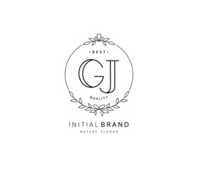 G J GJ Beauty vector initial logo, handwriting logo of initial signature, wedding, fashion, jewerly, boutique, floral and botanical with creative template for any company or business.