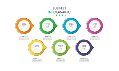 Business infographic element with 7 options, steps, number. Vector Template Design