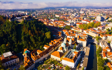 Aerial view of Ljubljana city, Slovenia