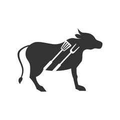 Barbecue Cow Beef logo template vector badge Design Isolated