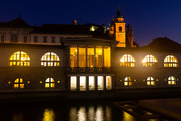 Fototapeta na wymiar Night view of Bishop Palace, Ljubljana