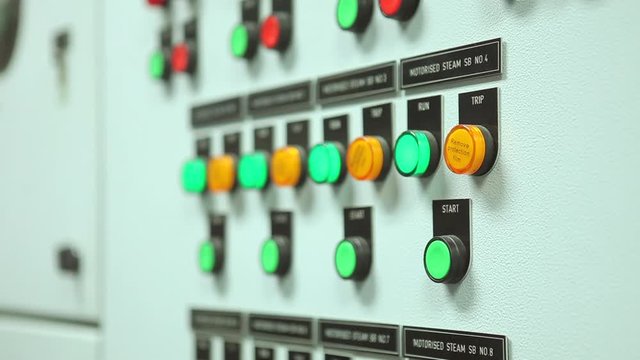 Button indicators on machine controller of a palm oil factory of Malaysia (Kilang Kelapa Sawit)