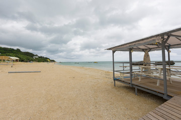 Gloomy day at Mibaru Beach, which is a famous beach in Okinawa. 