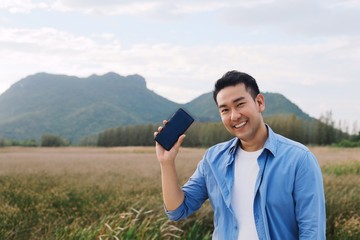 man in field