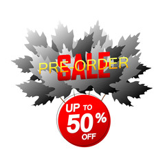 Pre-Order Sale up to 70% off, banner design template, Autumn discount tag, great offer, vector illustration