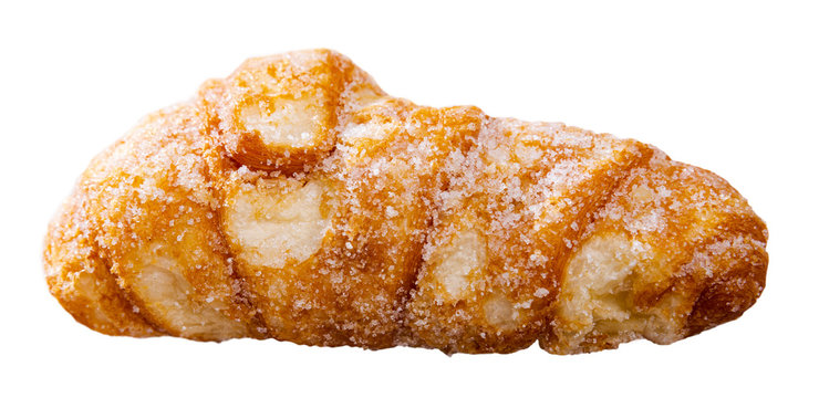 Catalan sweet bun with icing and sugar. Spanish dish