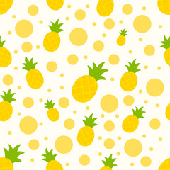 Pineapple Seamless Pattern Template, Yellow, Cute
