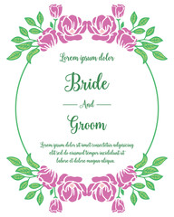 Vintage style purple wreath frame for modern card bride and groom. Vector