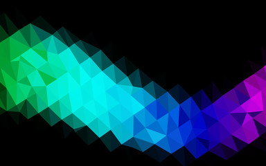 Dark Multicolor, Rainbow vector triangle mosaic template. A sample with polygonal shapes. Brand new style for your business design.