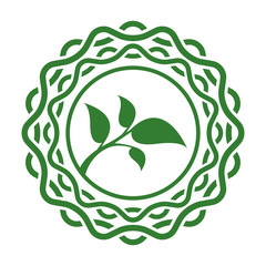 Abstract green leaf emblem. Bio organic logo.