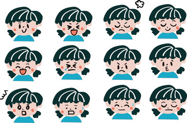女の子　子供　表情セット