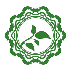 Abstract green leaf emblem. Bio organic logo.