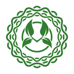 Abstract green leaf emblem. Bio organic logo.