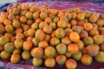 A lot of tangerine piles, a hotbed in northern Thailand.