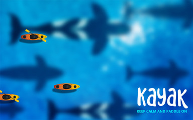  kayak vector illustration, kayaking water sport. Vector illustration