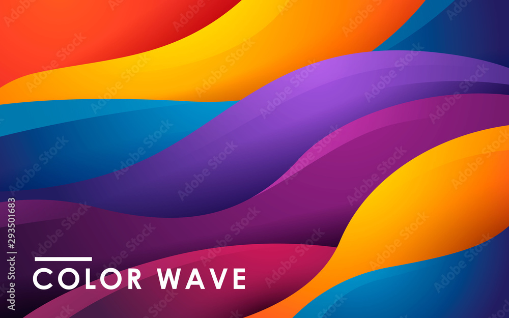 Wall mural purple, orange, yellow and blue liquid color background. dynamic textured geometric element. modern 